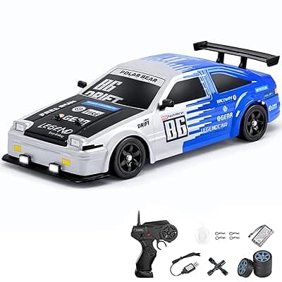 Big Remote Control Car – Blue | 2.4G Drift Racing Car with 100 Meter Range, Smoke Effect, LED Lights & Music | Rechargeable RC Car Toy | Best Gift for Boys & Girls 2 3 4 5 6 7 8+ Years