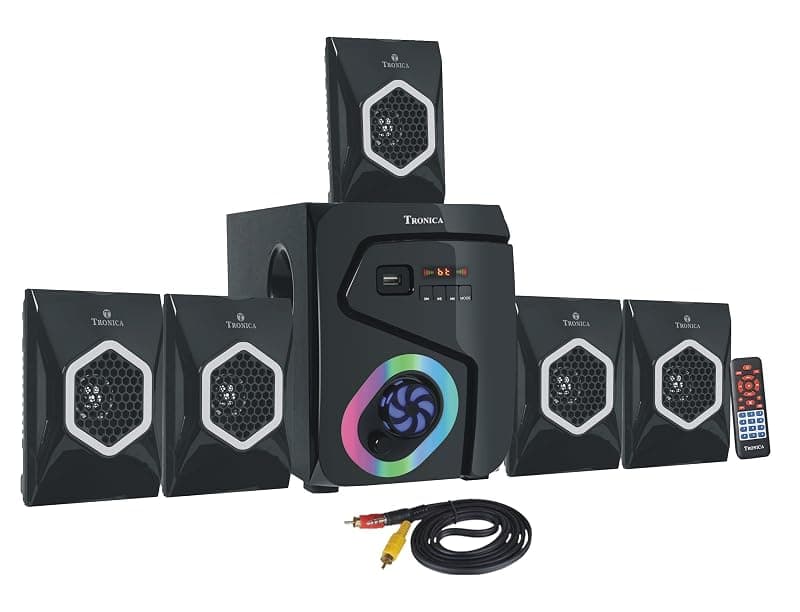 Tronica Cowin Series 5.1 Home Theatre Bluetooth Speaker Multimedia System with FM Stereo, USB/SD/MMC/AUX Function & Vivid Light Effects | Sound System for Home