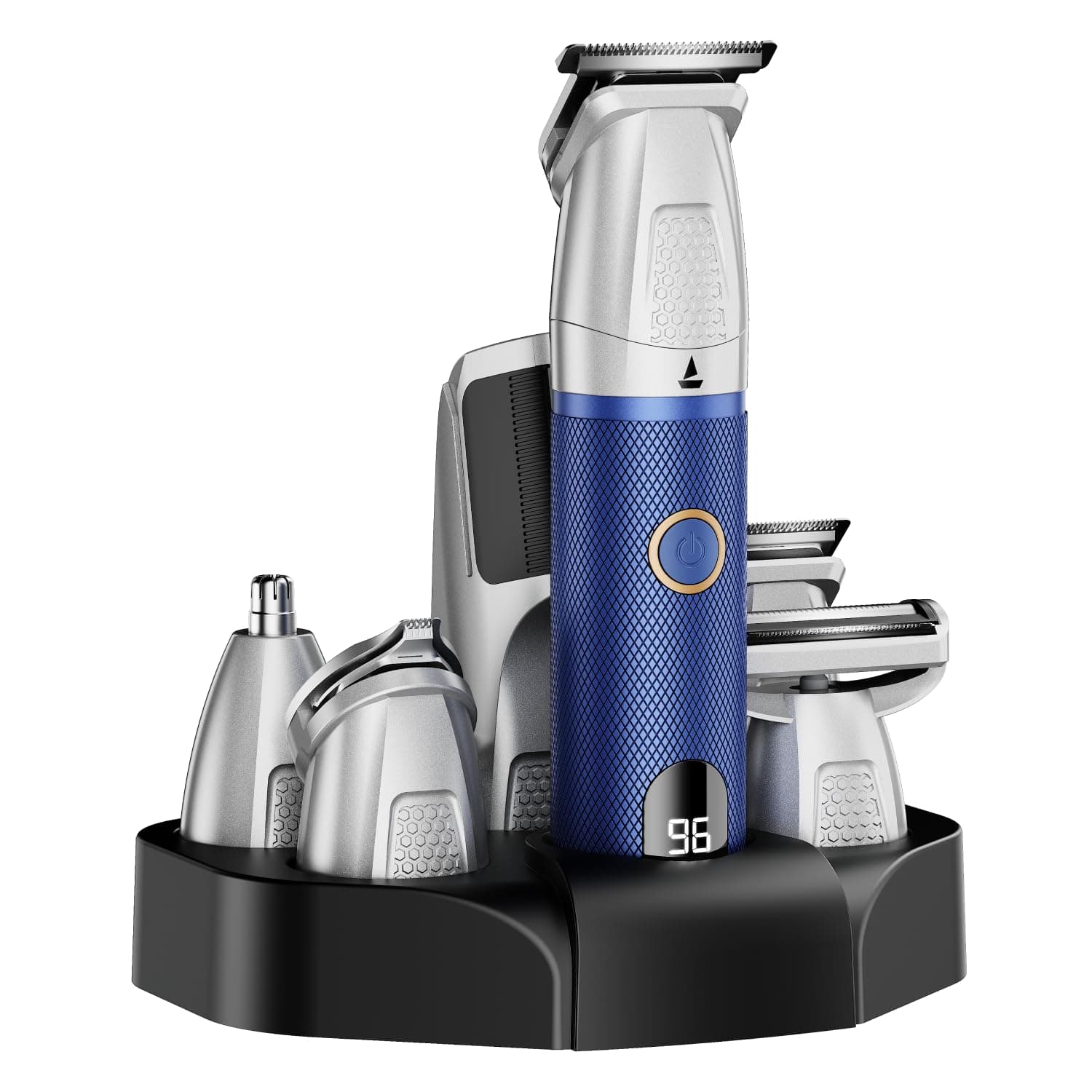 boAt Slazer K100 Pro 15-in-1 Full Body Grooming Kit for Men, Fast-Charging Trimmer, IPX6, 200-Min Runtime, 6 Magnetic Blades, Stainless Steel+Ceramic Blades, Travel Lock & Display (Marine Blue)