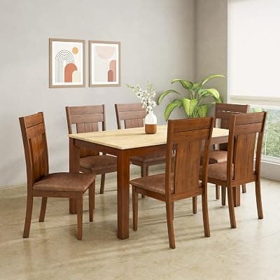 @home by Nilkamal Arnold Marble 6 Seater Dining Kit (Beige)