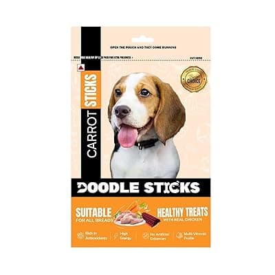 Doodle Sticks Suitable for All Breads Healthy Treats with Real Chicken (Carrot Sticks)