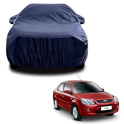 Sulfar 100% Water Resistant Car Body Cover Compatible with Mirror for Ford Ikon (Triple Stitched, Full Bottom Elastic, Navy Blue)