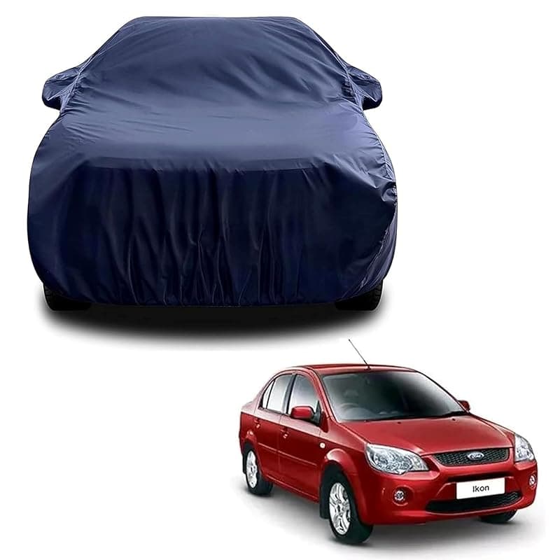 Sulfar 100% Water Resistant Car Body Cover Compatible with Mirror for Ford Ikon (Triple Stitched, Full Bottom Elastic, Navy Blue)