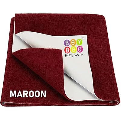 BeyBee® Anti-Piling Fleece Extra Absorbent Quick Dry Sheet for Baby, Baby Bed Protector, Waterproof Baby Sheet, Small (70cm x 50cm) (Maroon)