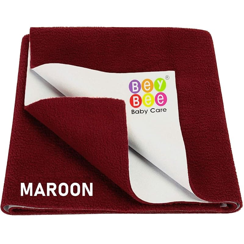 BeyBee® Anti-Piling Fleece Extra Absorbent Quick Dry Sheet for Baby, Baby Bed Protector, Waterproof Baby Sheet, Small (70cm x 50cm) (Maroon)