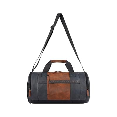 Gear Clubsport 3 9"/33L Faux Leather Large Water Resistant Duffle Bag/Travel Bag/Gym Bag for Men &amp; Women(Navy-Tan)