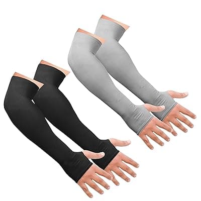 UV Protection Arm Sleeves with Thumb Holes, Nylon Sun Protection Hand Cover for Running and Cycling, Unisex