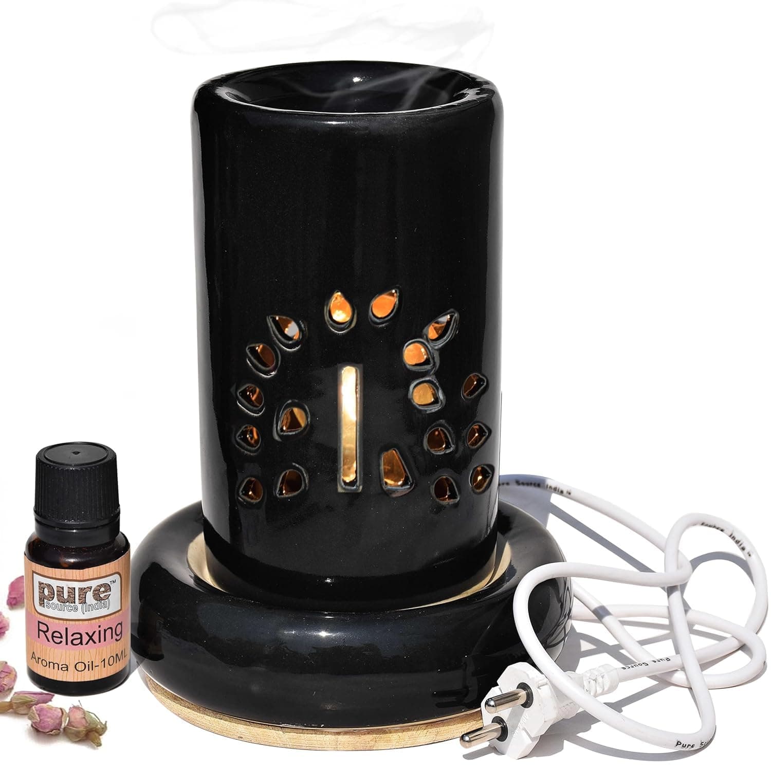 Pure Source India Electric Aroma Diffuser Black Color with 10 ML Relaxing Aroma Oil