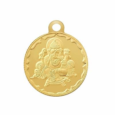 Bangalore Refinery Metal 2 Gm Round Ganesh 24k (999) Yellow Gold Pendant (without hook)