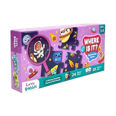 LoveDabble Outer Space Jigsaw Puzzles for Boys & Girls Spectacular Space|Planets Puzzles for Kids|Solar System Flashcards for Kids Ages 3 4 5|Birthday Gifts