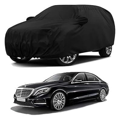 Sulfar 100% Water Resistant Car Body Cover Compatible with Mirror for Mercedes Benz S 300 (Triple Stitched, Full Bottom Elastic, Black)