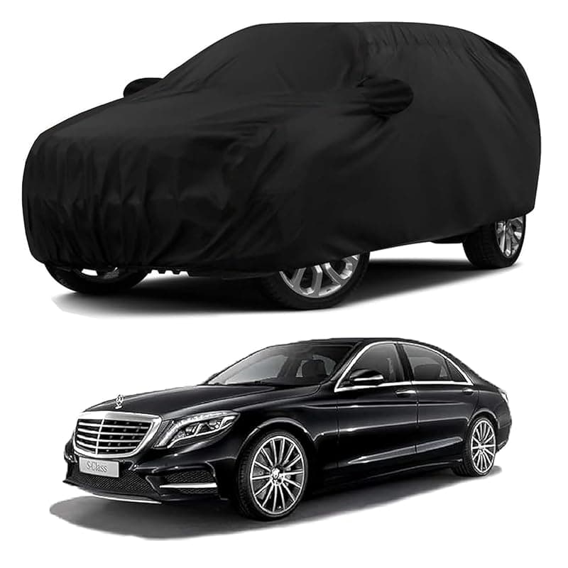 Sulfar 100% Water Resistant Car Body Cover Compatible with Mirror for Mercedes Benz S 300 (Triple Stitched, Full Bottom Elastic, Black)