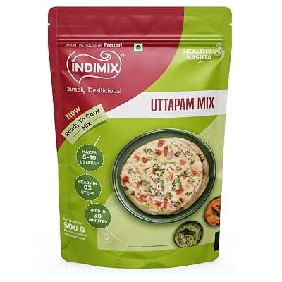 INDIMIX Instant Uttapam Mix 500g | Ready-to-Cook South Indian Breakfast | Soft &amp; Fluffy Uttapam in 3 Easy Steps | Authentic Homemade Taste | Quick &amp; Convenient (Pansari)