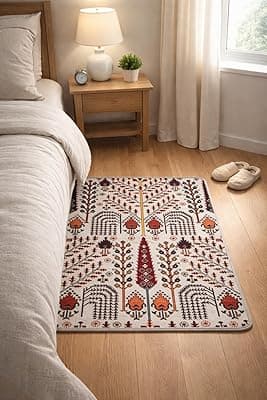 AAZEEM Washable Non-Slip Carpet for Living Room Bedroom, Drawingroom Medium-Pile Painting Indoor Accent Stain Resistant Non-shed Carpet for Home Office Décor|White Color| 2'3 Feet|