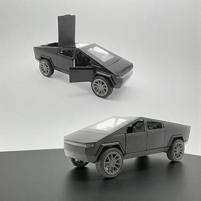 The Flyers Bay 1:32 Scale Die-Cast Metal Futuristic Pickup Truck Toy – with Lights, Sounds, and Pull-Back Action Kids Gift 2 3 4 5 6 Years Girls Boys (Tesla Cybertruck Black)