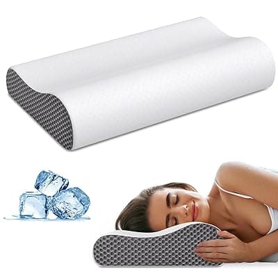 Cervical Neck Pillow for Pain Relief, Contour Memory Foam Pillows Ergonomic Pillow for Sleeping Bed Pillow Neck Support with Cooling Pillowcase Orthopedic Pillow for Side Back Sleepers