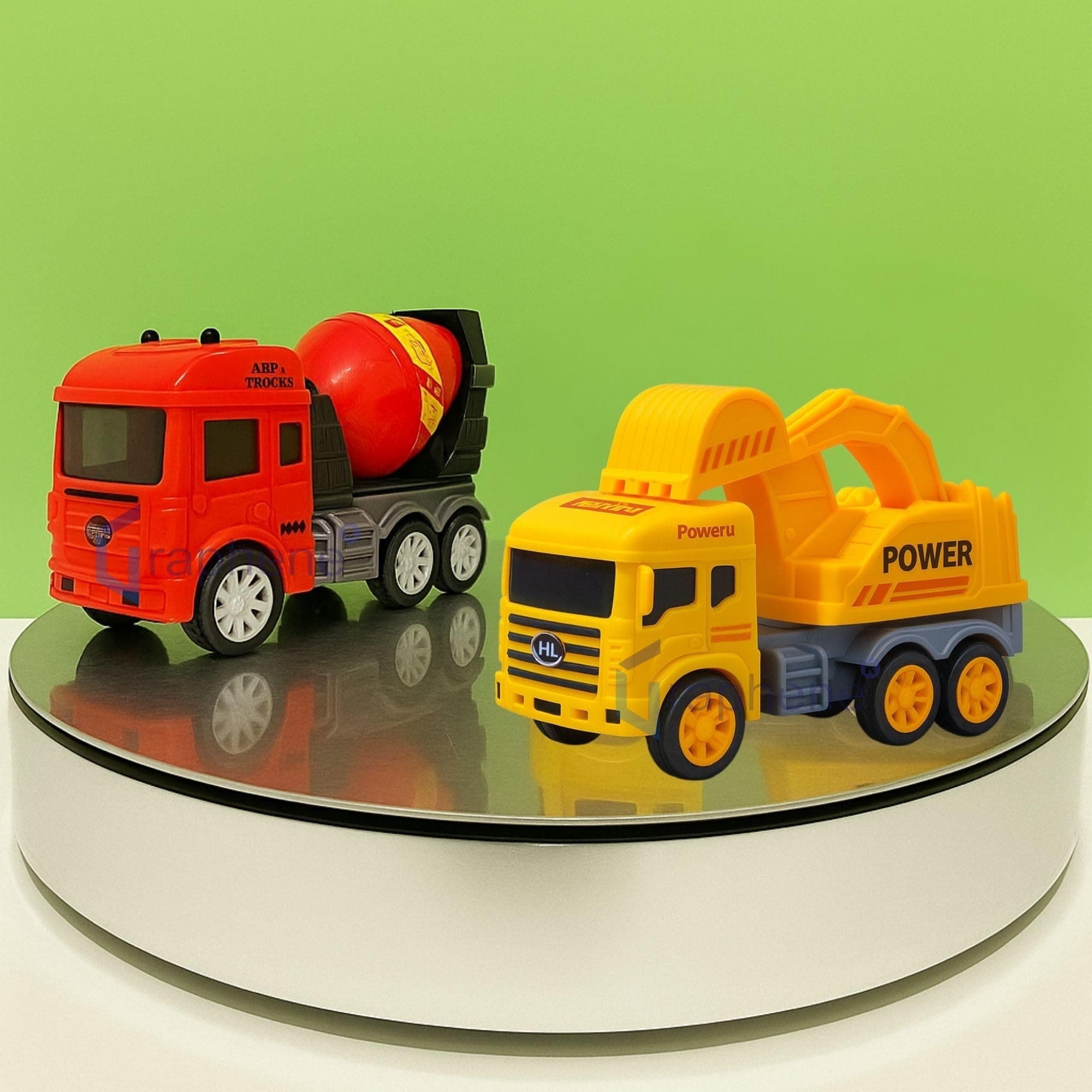 GRAPHENE Construction Vehicle Truck Push & Go Playset Friction Powered Truck for Kids Age 2+ Year Unbreakable Realistic Toy Truck Set of 2 with Random Design