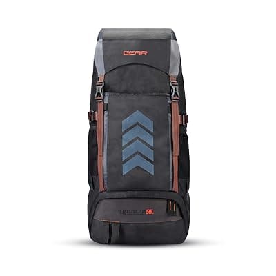 Gear Triumph 50L Extra Large Water Resistant Rucksack/Travel bag/For Men &amp; Women(Grey - Black)