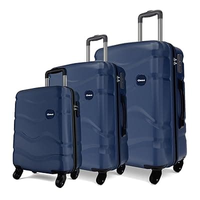 Safari Genius Fortis Set of 3 (Cabin + Medium + Large) Trolley Bags Hard Case Polycarbonate, 4 Wheels, 360 Degree Wheeling Luggage, Travel Bag, Suitcase for Travel, Trolley Bags for Travel, Blue