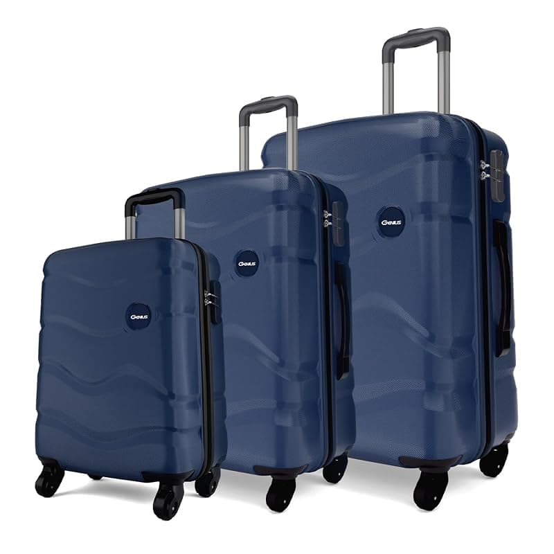 Safari Genius Fortis Set of 3 (Cabin + Medium + Large) Trolley Bags Hard Case Polycarbonate, 4 Wheels, 360 Degree Wheeling Luggage, Travel Bag, Suitcase for Travel, Trolley Bags for Travel, Blue