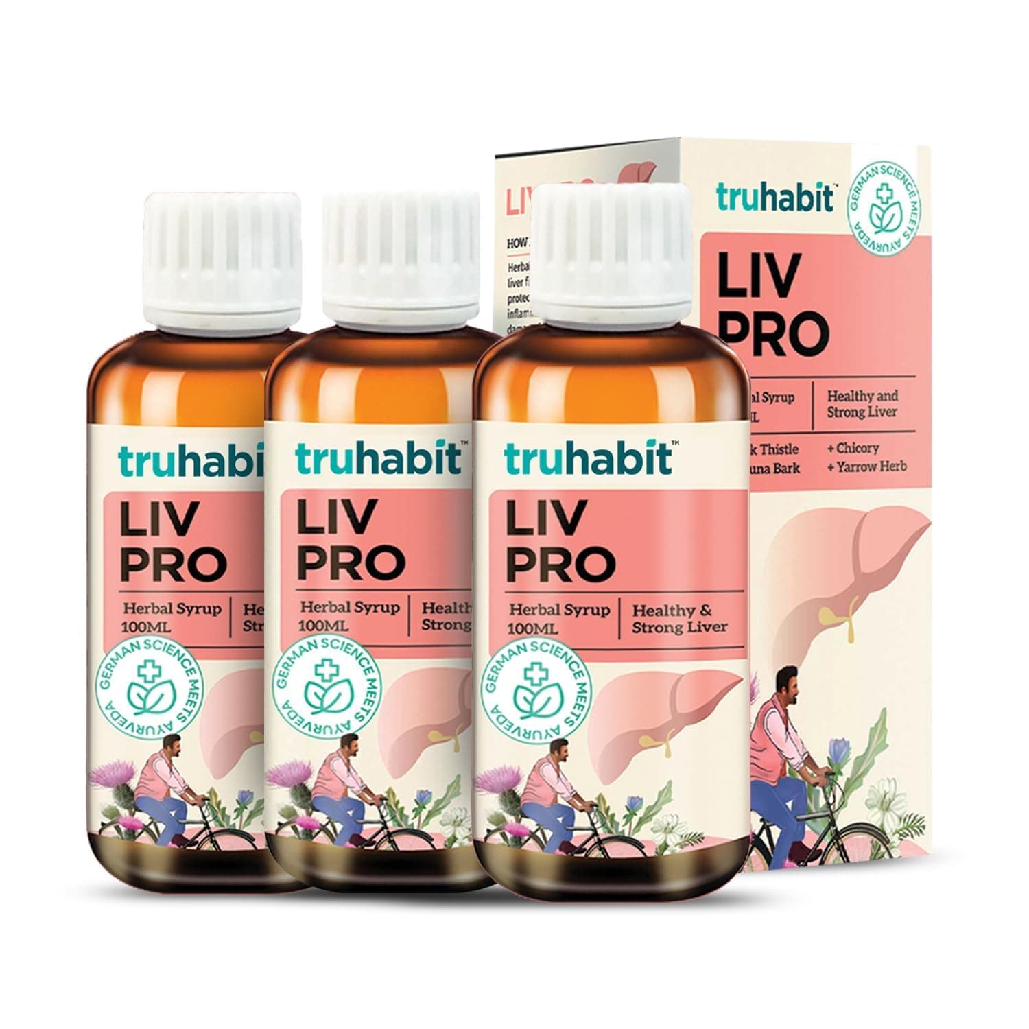 Truhabit Livpro Liver & Digestive Wellness Supplement 100ml | Herbal Liquid for Metabolism & Daily Liver Support | Pack of 3