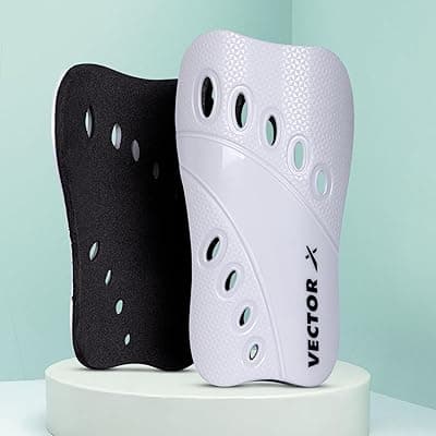 Vector X V2 Football Protection Shin Guard/Shinpad | Durable | Lightweight (S, White)