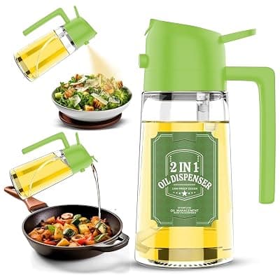 PANCA 500ml 2 in 1 Glass Oil Sprayer and Dispenser Bottle, Premium Nozzle, Multi Color (2 IN 1 OIL DISPENSER AND SPRAYER)