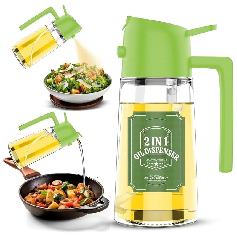 PANCA 500ml 2 in 1 Glass Oil Sprayer and Dispenser Bottle, Premium Nozzle, Multi Color (2 IN 1 OIL DISPENSER AND SPRAYER)