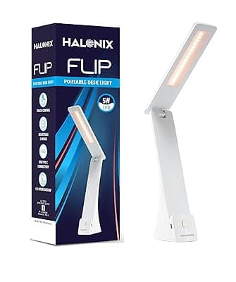 Halonix Flip Dimmable 3-in-1 Mode Portable Desk Lamp | LED Table Lamp | Study Lamp | Desk Light | Color-White,Off-White,Yellow