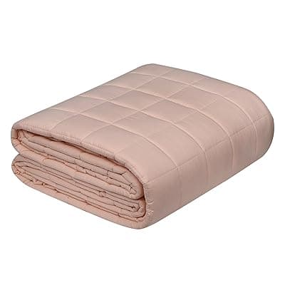 Mysa Sleep Weighted Blanket - Cooling Breathable Microfiber with Premium Glass Beads (Peach 60" x 80" 12 LB)| TC - 150
