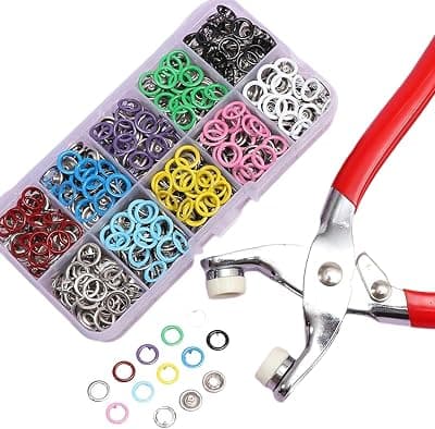 AAMATY Snapp Buttons 100 Sets Five Prong Snap Buckles Kit with Pliers | Metal Snap Button Set for Baby Clothes, Leather, Sewing, DIY Craft Tool Kit (Multicolor)