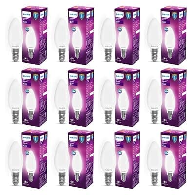 Philips 4-watt Filament Candle LED Bulb | Diffused Candle Bulb For Home &amp; Decoration | Bulb Base: E14, Cool White | Pack of 12