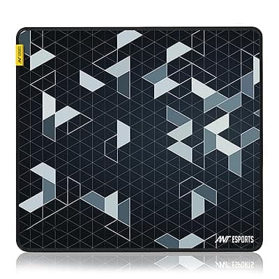 Ant Esports Prism Mouse Pad with Anti-fray Stitching, Waterproof Surface &amp; Non-Slip Rubber Base with Stitched Edges Gaming Mouse Mat for Laptop, Compatible with Laser and Optical Mice – Black