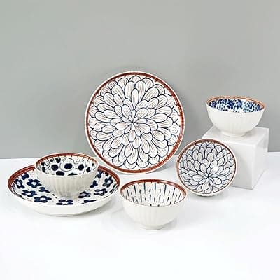Amazon Brand - Solimo Ceramic Bowl with Plate, Set of 6 pcs Set (Bowl H 4B+2P) | Microwave &amp; Dishwasher Safe| Bowls for Snacks, Fruits, Salad, Desserts | BPA &amp; Lead-Free Bowls | 350ML, Burnt Sienna