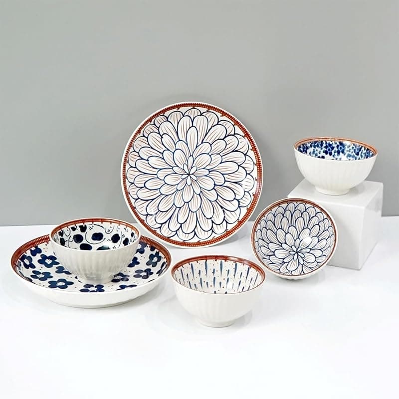 Amazon Brand - Solimo Ceramic Bowl with Plate, Set of 6 pcs Set (Bowl H 4B+2P) | Microwave &amp; Dishwasher Safe| Bowls for Snacks, Fruits, Salad, Desserts | BPA &amp; Lead-Free Bowls | 350ML, Burnt Sienna