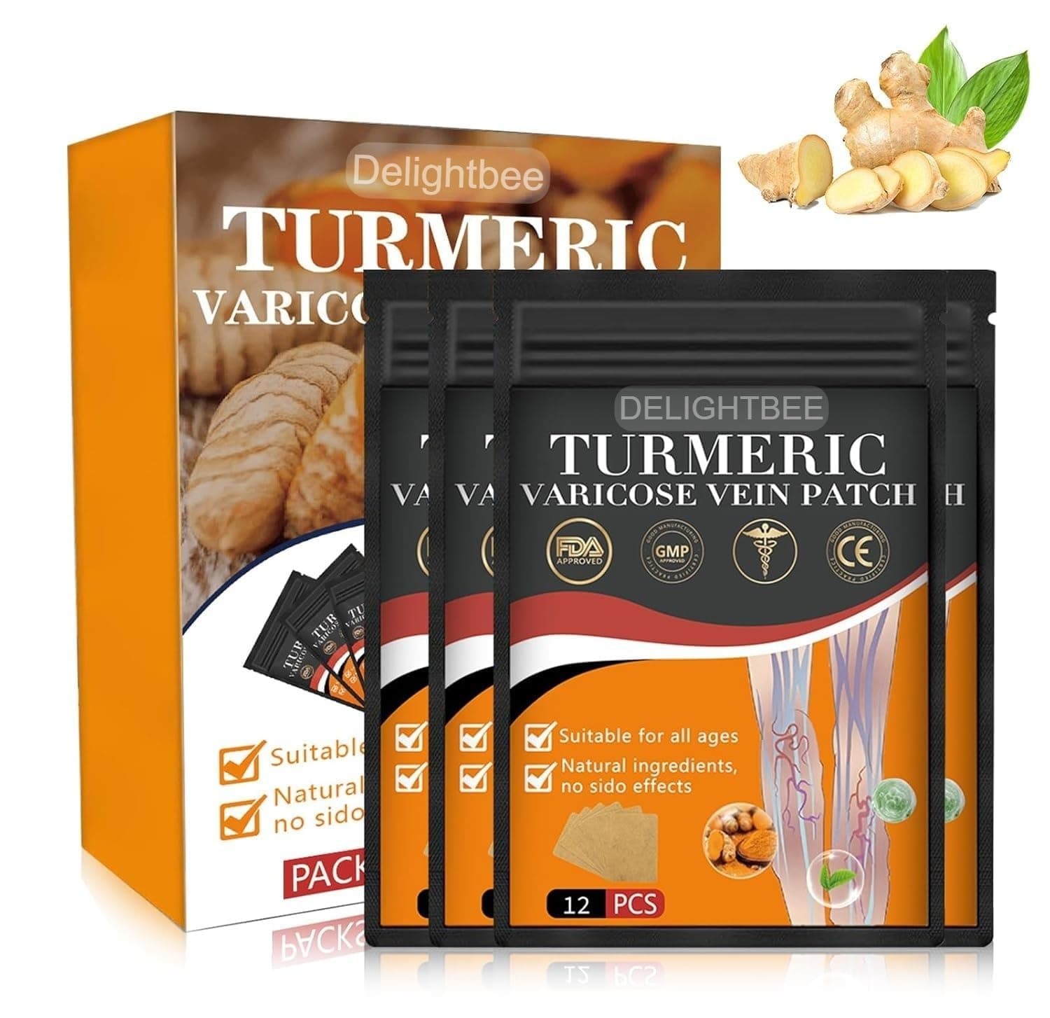 Delightbee Premium Varicose Veins Patches Dredge Vein Smoothing Varicose Veins Reduce Swelling Relieve Pain Instant Relief From Muscular Pain Improve Blood Circulation Skin Friendly (PACK OF 1 (12pcs))