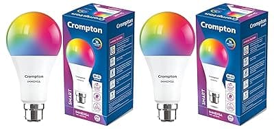 Crompton Immensa 9-Watt B22 WiFi Smart LED Bulb with Music Sync, 16 Million Colors, Compatible with Amazon Alexa and Google Assistant_Pack of 2