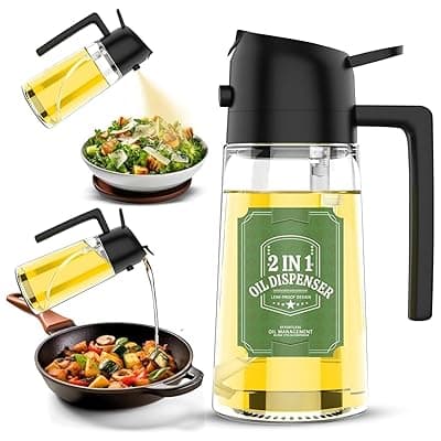 VOLRIX Oil Spray Bottle for Cooking, Premium Glass 2 in 1 Oil Dispenser for Kitchen, Food Grade Oil Sprayer Containers with Nozzle, Oil Bottle for Air Fryer, Roasting and Frying 500 ML (Multicolour)