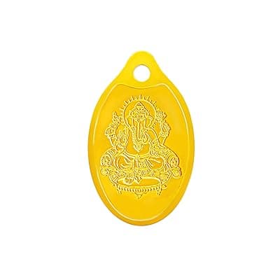 Muthoot PAPPACHAN Swarnavarsham 24K (999) Yellow Gold Oval Ganesha Pendant 5 Gram