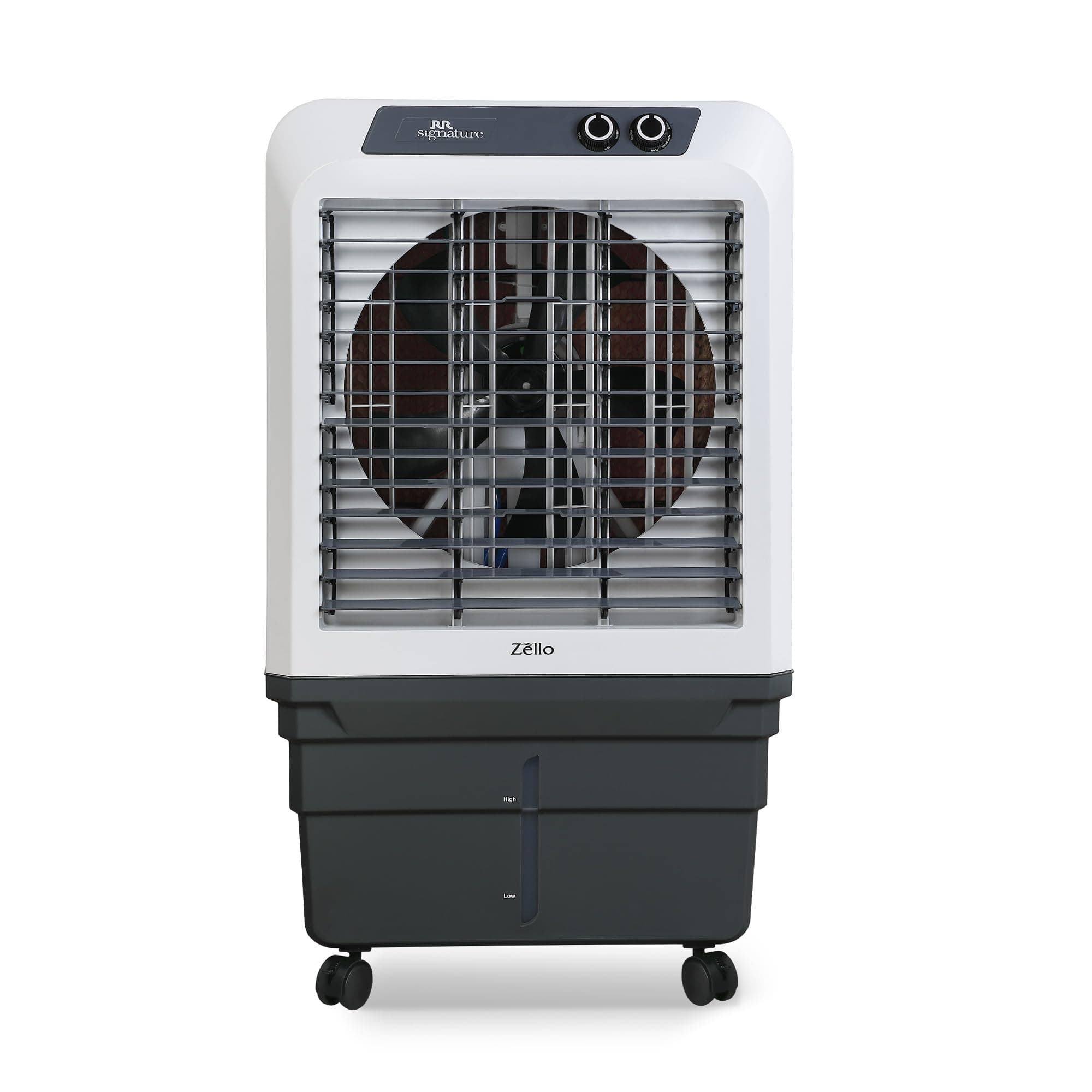 RR Signature Zello HC 70 LTR | Desert Air Cooler with High Air Delivery | Honeycomb Pads | 4-Way Air Deflection | Vertical Auto Swing | Castor Wheels | Inverter Compatibility |1 Year Warranty by RR