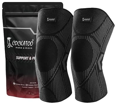 Cockatoo Knee Support For Men,Knee Cap Compression Support for Gym Running, Cycling, Sports, Jogging, Workout Pain Relief,Material: Nylon &amp; Spandex(Pack Of Two) (C-KNEE-222-BLACK, S)