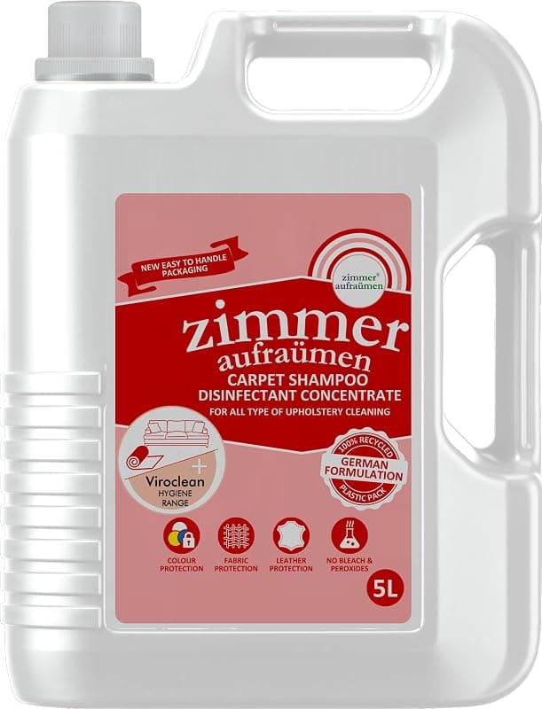 Zimmer Aufraumen 5L CARPET, SOFA &amp; FABRIC UPHOLSTERY CLEANER LIQUID SHAMPOO. 5X Ultra Thick &amp; Concentrated (effective on Car Interior &amp; Exterior cleaning) Removes Smear, Spots, Stain, Odor