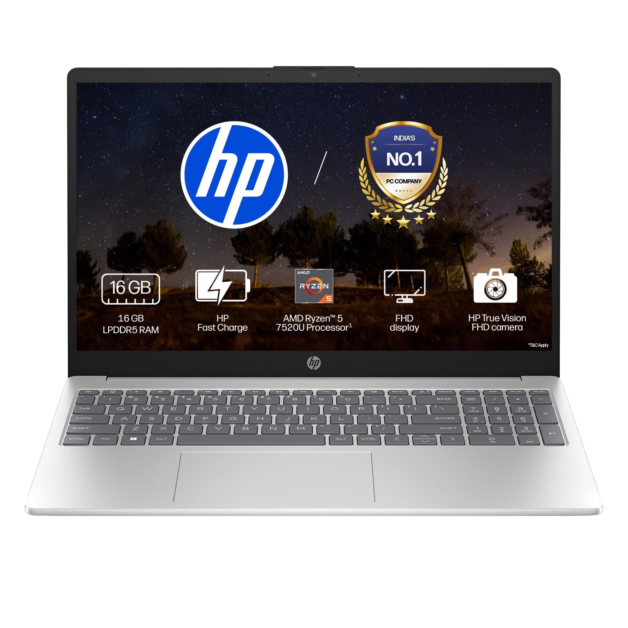 HP 15, AMD Ryzen 5 7520U (16GB DDR4, 512GB SSD) FHD, Anti-Glare, Micro-Edge, 15.6''/39.6cm, Win11, M365 Basic(1yr), Offic24, Silver,1.59kg, fc0806AU, FHD Camera w/Privacy Shutter, Backlit Laptop