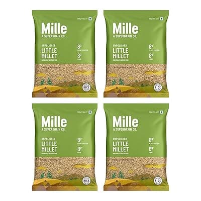 Mille Little Millet Whole Grain | Kutki/Samai/Same/Samulu | Ideal for Fasting | Unpolished, Toasted, No Soaking Required | High Plant Protein and Fibre | Sambar, Rajma, Dal, BisiBeleBath Rice Replacement | 100% Whole Grain | Just cook for 6 minutes | 2 kg