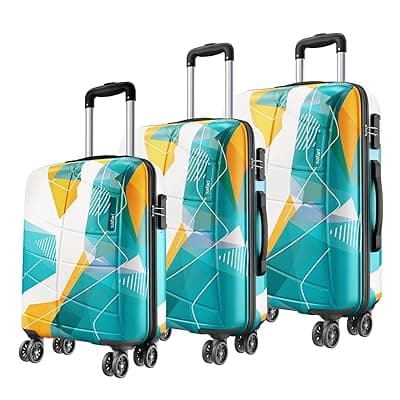 Safari Luma Neo 8 Wheels Set of 3 (Cabin + Medium + Large) Trolley Bags, Hard Case Printed Polycarbonate, 360 Degree Wheeling Luggage, Suitcase for Travel, Trolley Bags for Travel, Multicolour