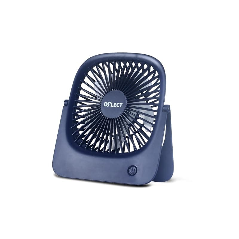 Dylect® Briza Flow Foldable Rechargeable Fan | 2000mAh Battery | Type-C | 4 Speed Modes with Natural Breeze Mode | Upto 8h Runtime | Silent BLDC Motor | Portable Fan for Home/Office/Travel | Blue