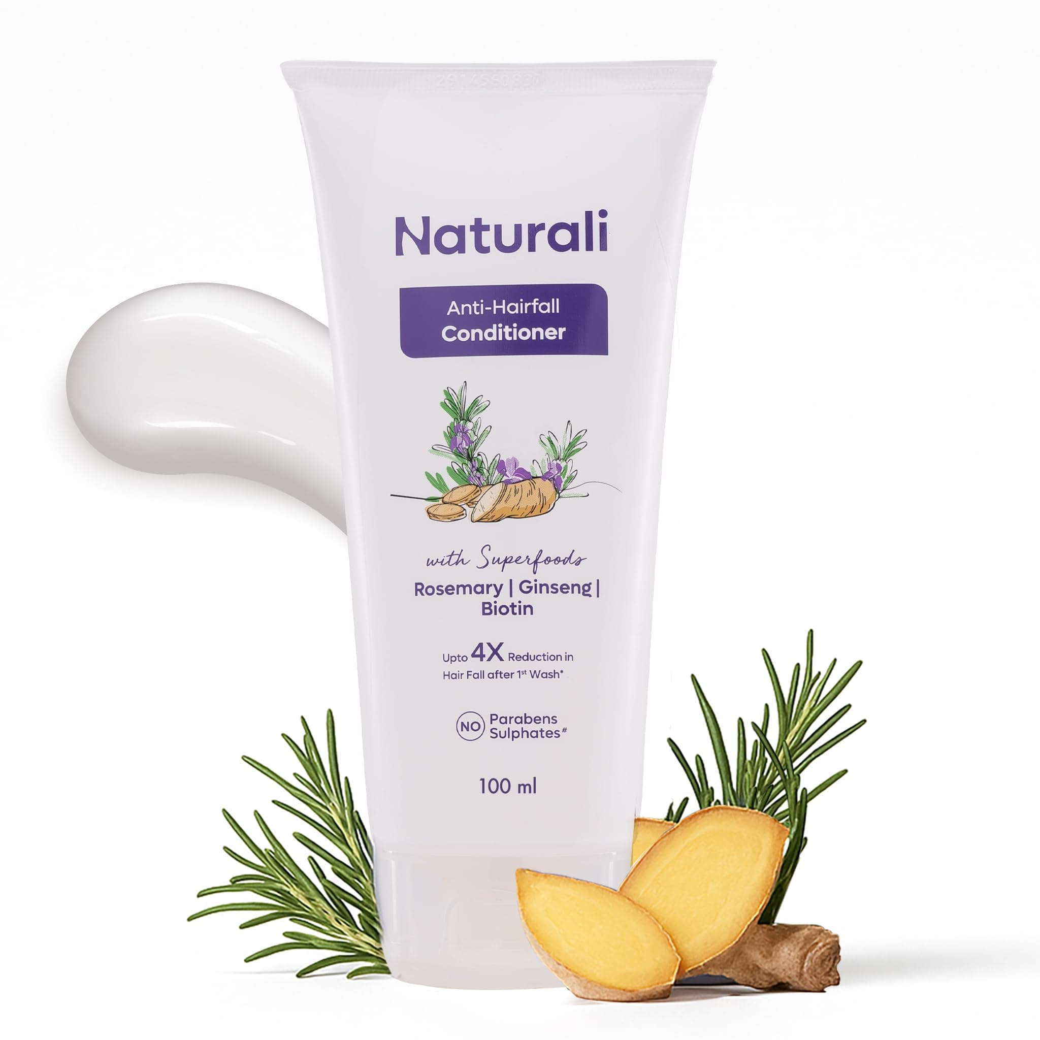 Naturali Anti-Hairfall Conditioner with Rosemary, Korean Ginseng & Biotin | Proven 3x Lesser Breakage from 1st Use | Promotes Hair Growth | Sulphate & Paraben Free Everyday Conditioner For Women & Men | Conditioner 100ml