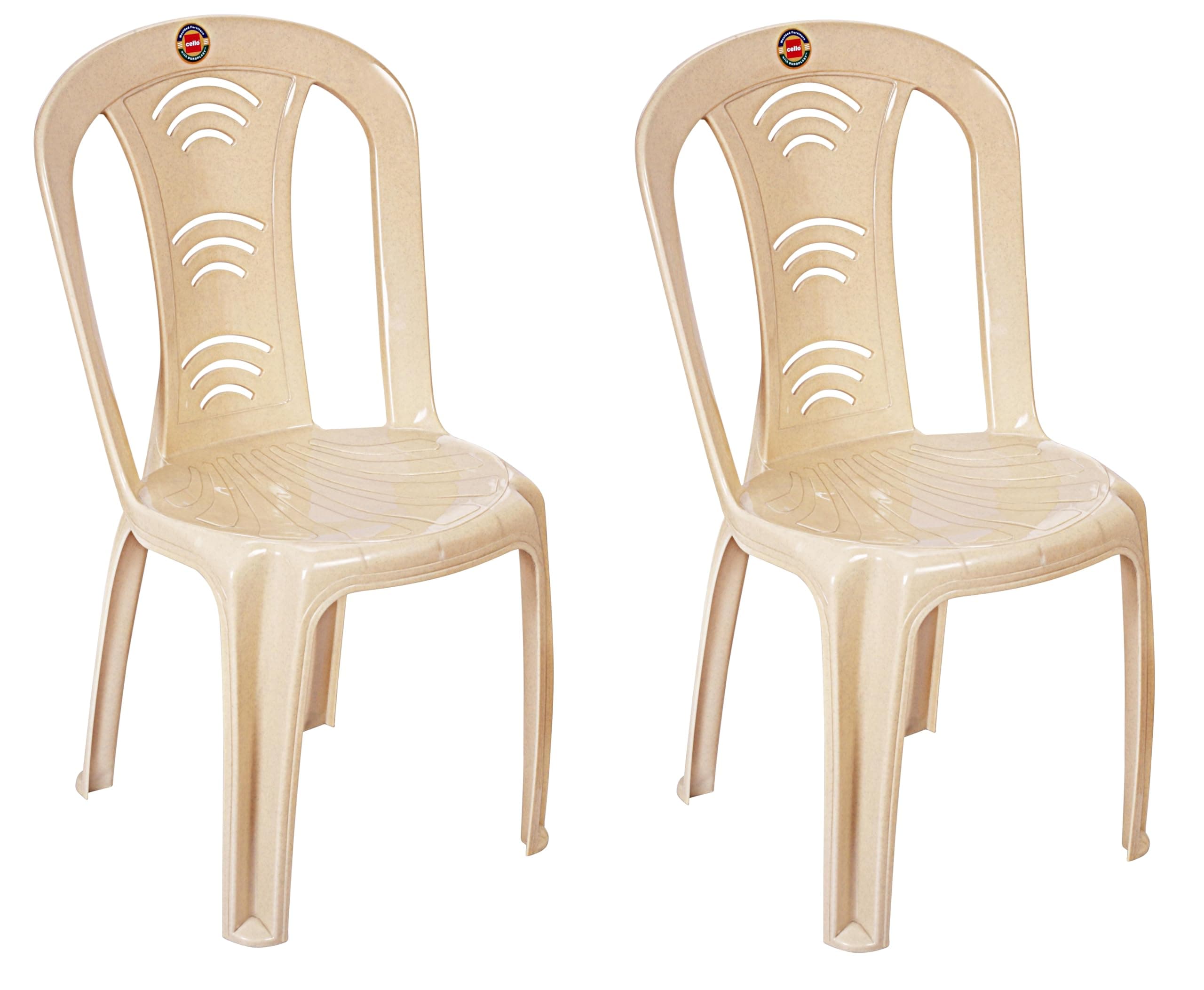 Cello Arc Chair Set of 2, Marble Beige | Unbreakable, Durable & Strong | Blended PP Material, Easy to Clean | Plastic Chair for Living Room, Office & Outdoor | 3 Years Warranty - Manufacturing Defects