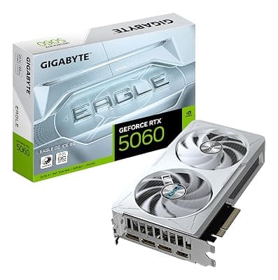 Gigabyte GeForce RTX 5060 Eagle OC Ice 8G Graphics Card - 8GB GDDR7, 128bit, PCI-E 5.0, 2550 MHz Core Frequency, 3 x DisplayPort, 1 x HDMI, GV-N5060EAGLEOC ICE-8GD