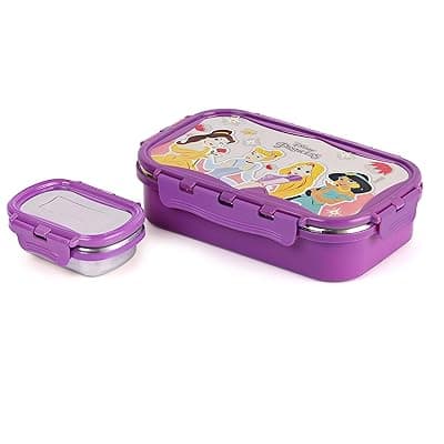 CELLO Thermo Click Toons Big | 100% Food Grade | Leak Proof &amp; Break Resistant | 2 Containers Lunch Box, 1024 ml, Violet